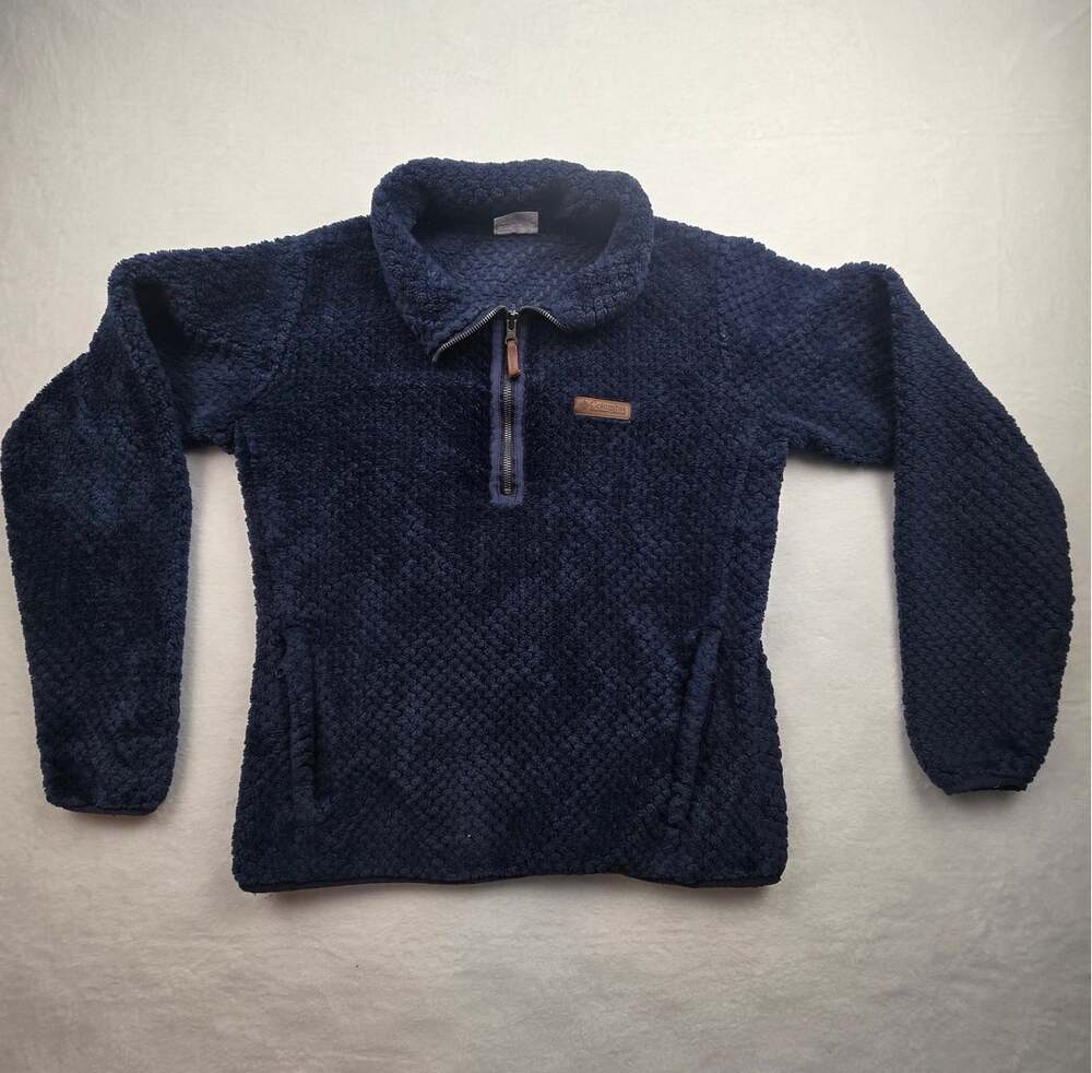 Columbia Jacket Womens Size Medium Navy Fireside II Sherpa Quarter Zip Fleece